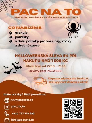 🎃 Halloween s PAC NA TO! Sleva 5 % při nákupu nad 1 500 Kč 🛍️ Akce platí od 22. 10. do 31. 10. s kódem PACWEEN Doprava...